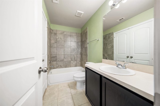 15229 Travis Ln, Willis, TX 77378 - full bath with toilet, vanity, tile patterned floors, and shower / bath combination