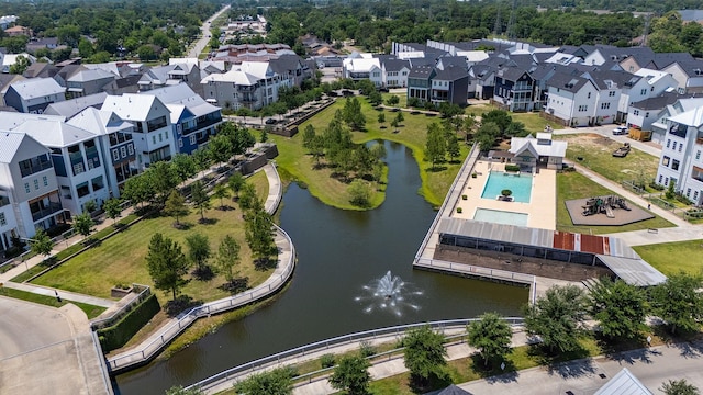8670 Green Kolbe Ln, Houston, TX 77080 - aerial perspective of suburban area featuring a large body of water and a pool
