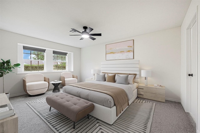 5815 Old Lodge Dr, Houston, TX 77066 - bedroom featuring light carpet, baseboards, and a ceiling fan