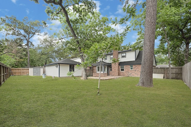5815 Old Lodge Dr, Houston, TX 77066 - back of house featuring a storage unit, brick siding, and an outbuilding