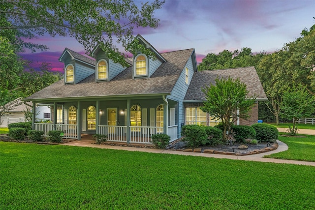 20103 Faye St, Tomball, TX 77377 - new england style home featuring covered porch, roof with shingles, and a front lawn