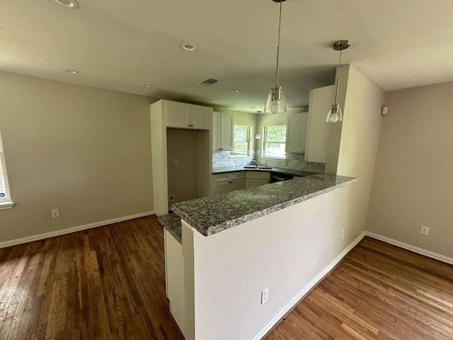 7209 La Salette St, Houston, TX 77021 - kitchen with a sink, baseboards, dark wood-style flooring, and recessed lighting