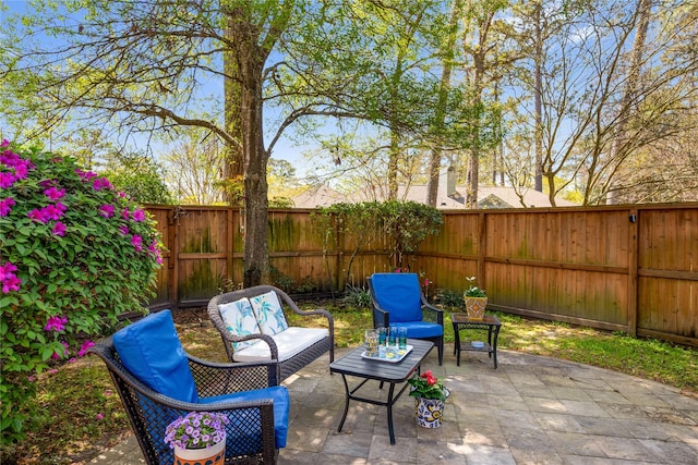 3114 Breezy Pines Ct, Kingwood, TX 77339 - view of patio / terrace featuring a fenced backyard and an outdoor hangout area