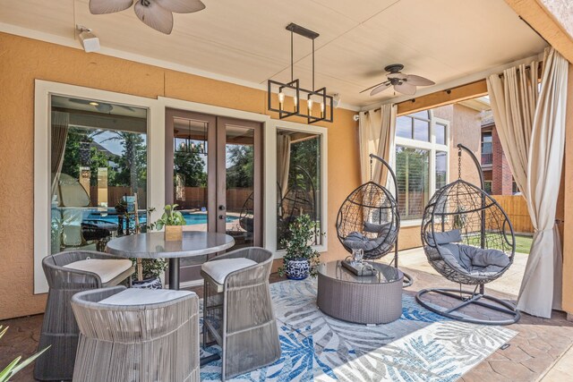 2919 Auburn Path, Sugar Land, TX 77479 - view of patio / terrace featuring a ceiling fan and french doors