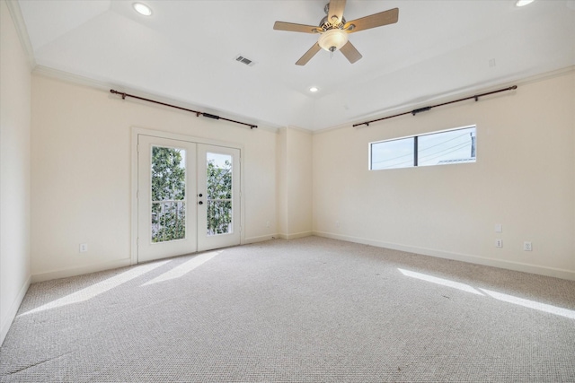 415 Tuam St, Houston, TX 77006 - empty room with plenty of natural light, recessed lighting, baseboards, carpet, and french doors