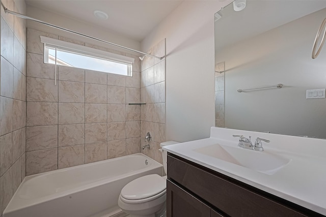 27315 Blue Pool Dr, Katy, TX 77493 - bathroom featuring toilet, vanity, and shower / bathtub combination