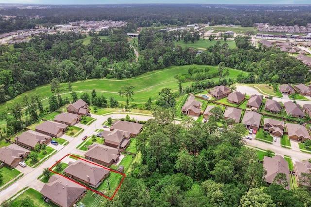 5332 Pointe Spring Xing, Spring, TX 77389 - aerial view of residential area featuring property boundaries highlighted and a local golf course