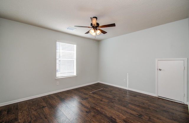 14814 Bridle Bend Dr, Houston, TX 77084 - empty room with ceiling fan, dark wood-style flooring, and baseboards