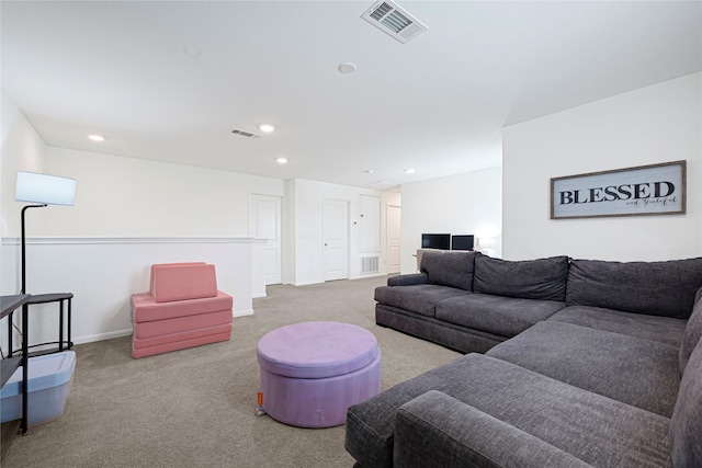 17723 Seed Drill Ln, Hockley, TX 77447 - living area featuring carpet flooring, recessed lighting, and baseboards