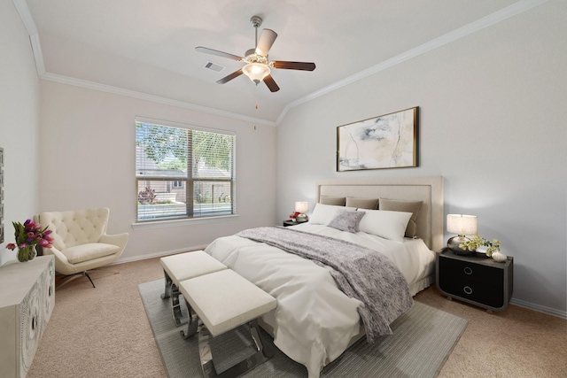 4307 Countrypines Dr, Spring, TX 77388 - bedroom featuring light carpet, crown molding, baseboards, and a ceiling fan