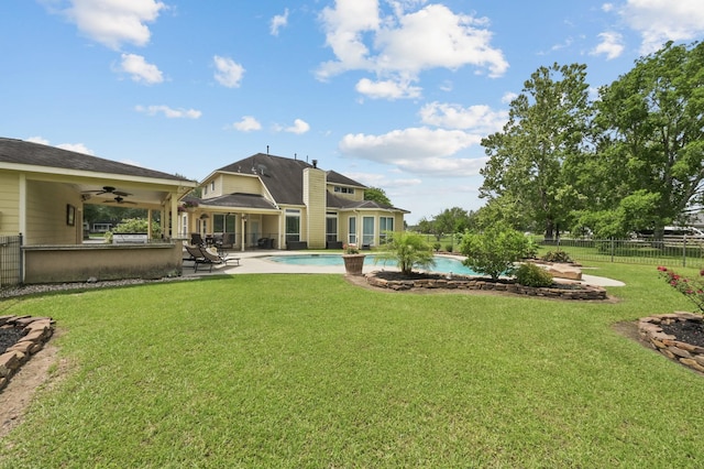 19634 Stone Lake Dr, Tomball, TX 77377 - back of property featuring a ceiling fan and a patio