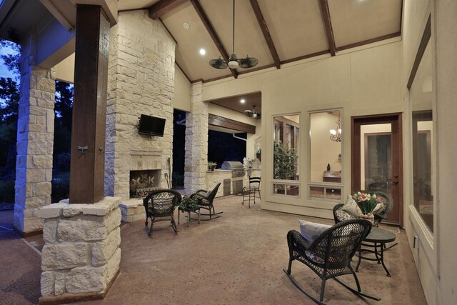 9502 Clubhouse Cir, Magnolia, TX 77354 - view of patio with an outdoor stone fireplace