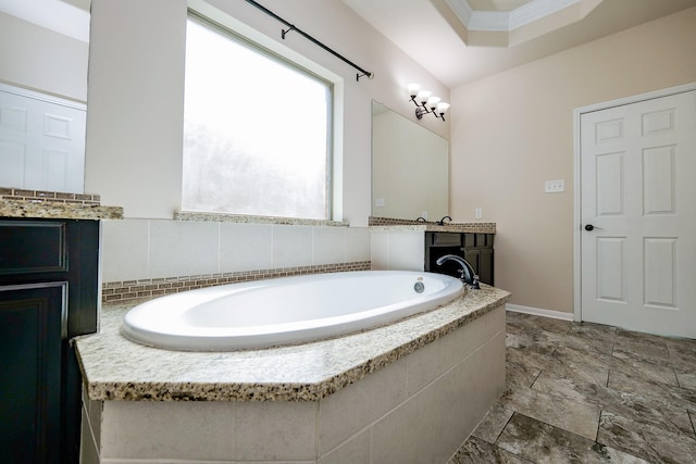 27326 Pendleton Trace Dr, Spring, TX 77386 - full bath featuring vanity, a bath, and stone finish flooring