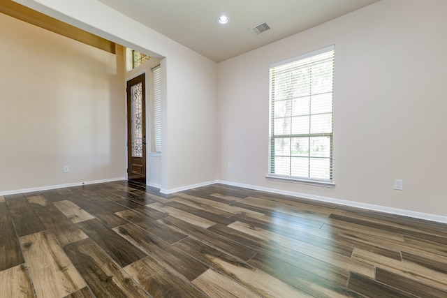 27326 Pendleton Trace Dr, Spring, TX 77386 - unfurnished room featuring dark wood-style floors, plenty of natural light, baseboards, and recessed lighting