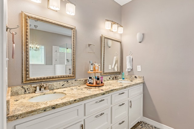 12596 Point Aquarius Blvd, Willis, TX 77318 - bathroom featuring a stall shower and double vanity