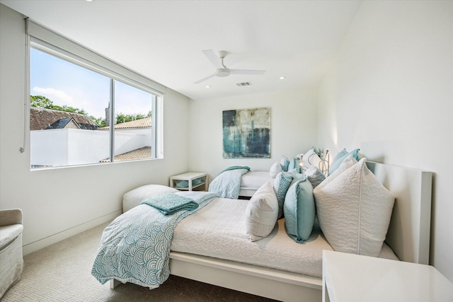 311 Brown Saddle St, Houston, TX 77057 - bedroom with carpet floors, ceiling fan, and recessed lighting