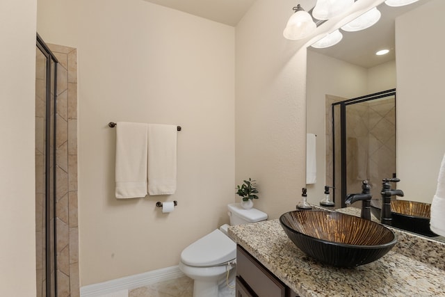 11702 Saporito Way, Richmond, TX 77406 - bathroom featuring toilet, a stall shower, and vanity