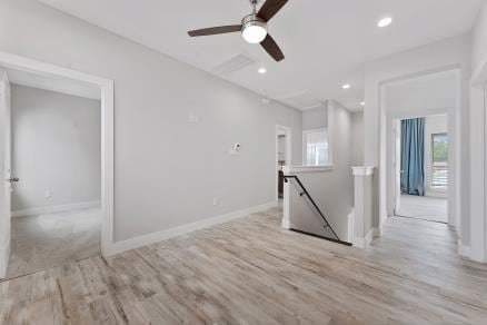 1804 Schweikhardt St, Houston, TX 77020 - unfurnished room featuring wood finished floors, baseboards, a ceiling fan, and recessed lighting