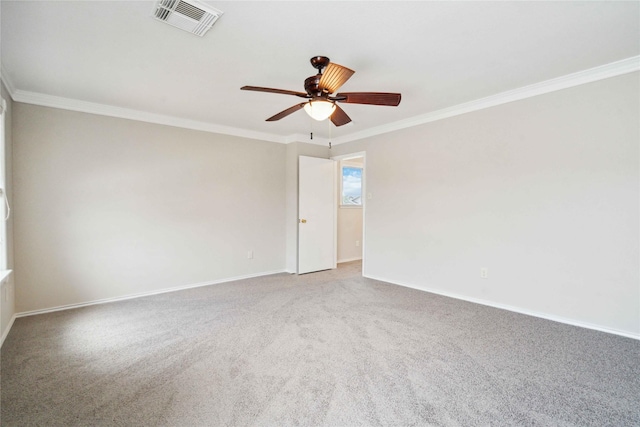 19826 Creston Cove Ct, Cypress, TX 77433 - carpeted spare room featuring ornamental molding, baseboards, and ceiling fan