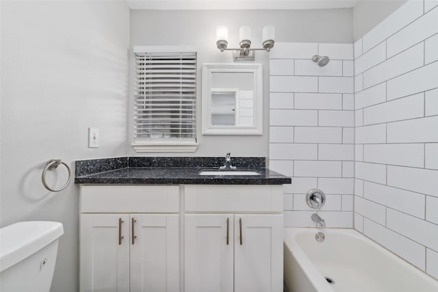 8022 Ridgeview Dr, Houston, TX 77055 - full bathroom with toilet, vanity, and washtub / shower combination
