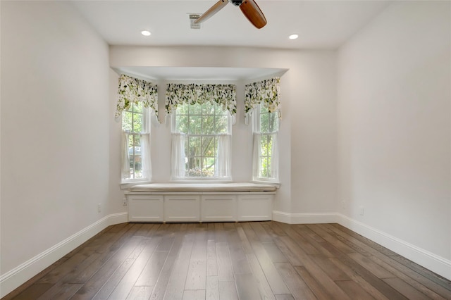 2209 Macarthur St, Houston, TX 77030 - spare room featuring baseboards, hardwood / wood-style flooring, ceiling fan, and recessed lighting