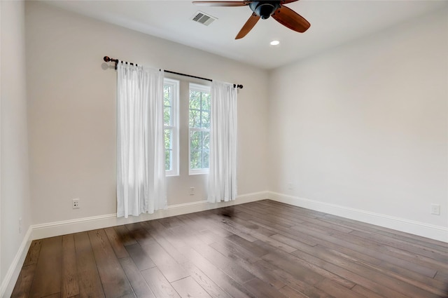 2209 Macarthur St, Houston, TX 77030 - unfurnished room with a ceiling fan, dark wood-style flooring, baseboards, and recessed lighting
