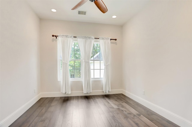 2209 Macarthur St, Houston, TX 77030 - spare room featuring a ceiling fan, wood finished floors, baseboards, and recessed lighting