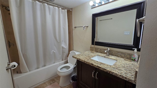 1805 Stoney Brook Dr Unit 103, Houston, TX 77063 - full bath with a textured wall, toilet, vanity, and shower / bathtub combination with curtain