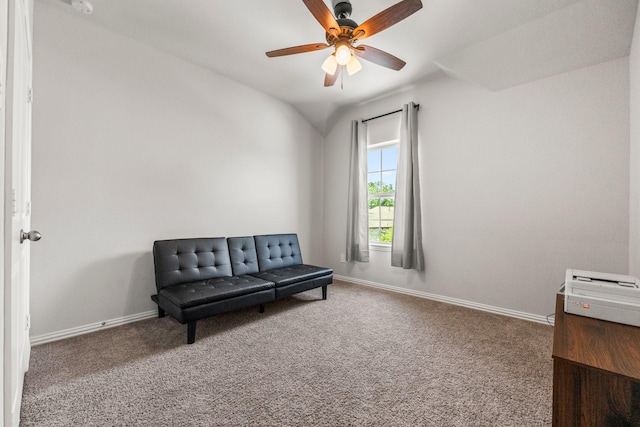 819 Spruce Pine Dr, Conroe, TX 77318 - sitting room featuring carpet, baseboards, and a ceiling fan