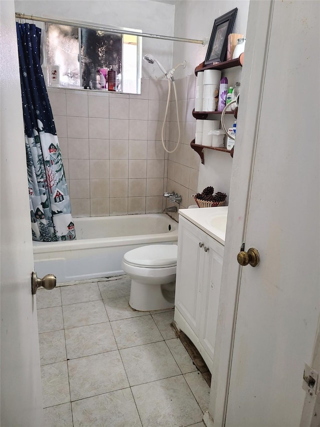 4826 Macridge Blvd, Houston, TX 77053 - full bathroom featuring shower / tub combo, tile patterned floors, toilet, and vanity