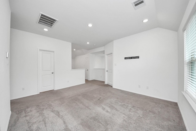 24063 Hawthorn Lakes Dr, New Caney, TX 77357 - carpeted empty room featuring recessed lighting, vaulted ceiling, and baseboards