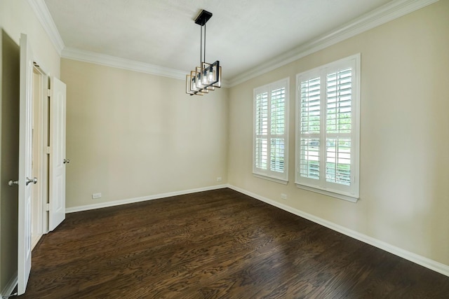 24635 Blue Opal Ln, Katy, TX 77494 - unfurnished room featuring plenty of natural light, ornamental molding, dark wood finished floors, and baseboards