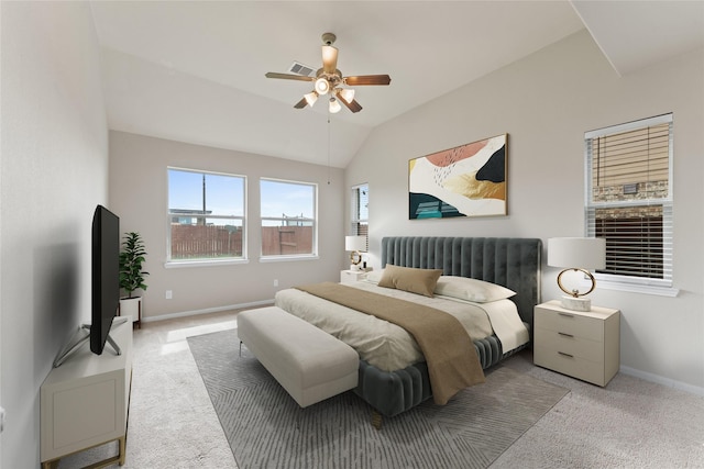 14818 Autumn Long Trl, Humble, TX 77396 - carpeted bedroom with lofted ceiling, baseboards, and ceiling fan