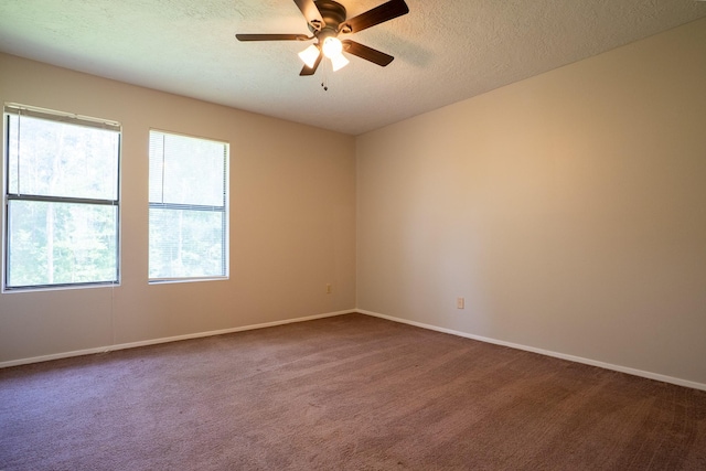 2521 Crosstimbers St Unit G3, Huntsville, TX 77320 - unfurnished room with dark carpet, plenty of natural light, a ceiling fan, and a textured ceiling