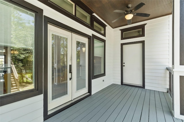 1202 Archer St, Houston, TX 77009 - deck featuring a ceiling fan and french doors