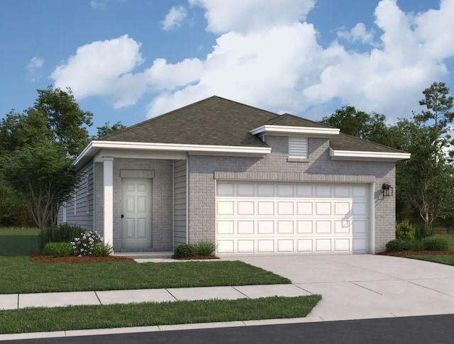 18765 Lucas Michael Way, New Caney, TX 77357 - ranch-style home featuring brick siding, concrete driveway, and a garage