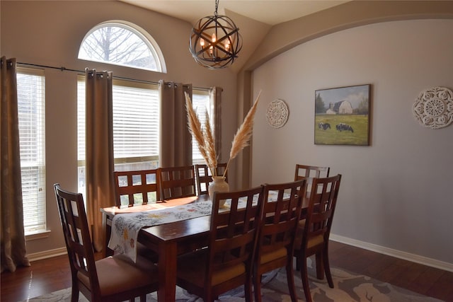 2603 Briar Rose Ct, Pearland, TX 77584 - dining room featuring wood-type flooring, a chandelier, and baseboards