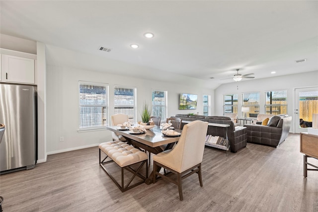 208 Catalina Cove Dr, Katy, TX 77493 - dining space with light wood-style floors, recessed lighting, a ceiling fan, and baseboards
