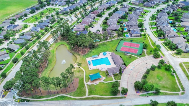 18910 Winding Atwood Ln, Tomball, TX 77377 - aerial view of property and surrounding area with nearby suburban area and a pool area