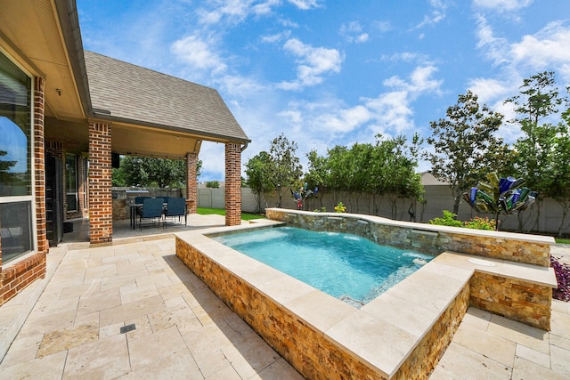 18910 Winding Atwood Ln, Tomball, TX 77377 - view of swimming pool featuring a patio, a fenced backyard, and outdoor dining space