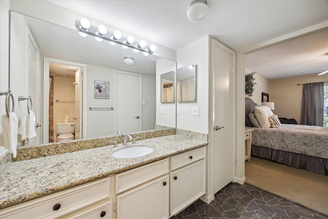 7575 Katy Fwy Unit 17, Houston, TX 77024 - ensuite bathroom featuring vanity, toilet, and a textured ceiling