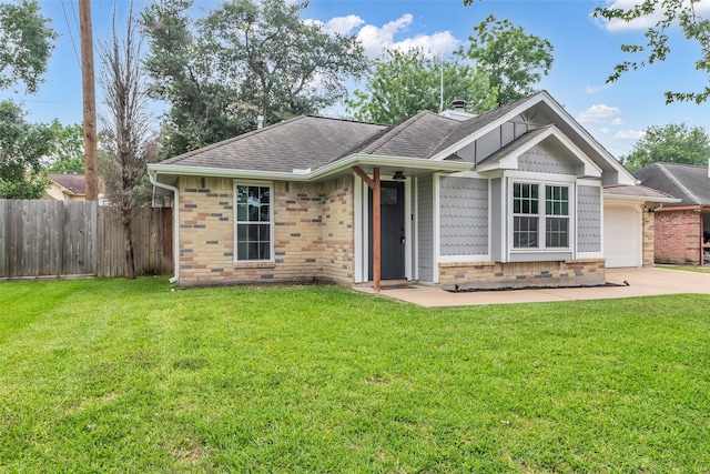 9802 Pale Star Dr, Houston, TX 77064 - ranch-style house with brick siding, a garage, roof with shingles, concrete driveway, and a chimney