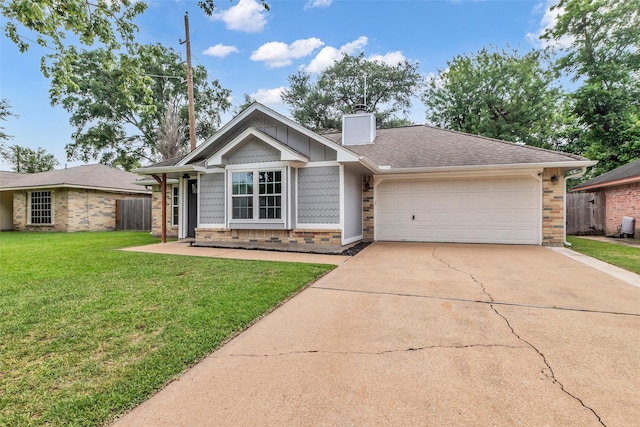 9802 Pale Star Dr, Houston, TX 77064 - view of front of property with brick siding, driveway, an attached garage, and a chimney