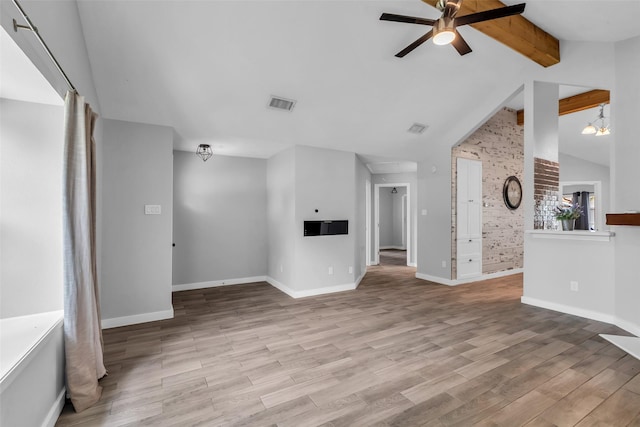 9802 Pale Star Dr, Houston, TX 77064 - unfurnished living room with a ceiling fan, baseboards, and wood finished floors