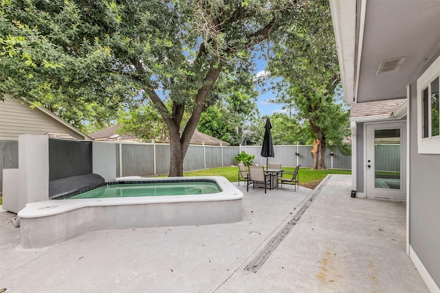 9802 Pale Star Dr, Houston, TX 77064 - view of pool featuring a patio, a fenced backyard, and outdoor dining area