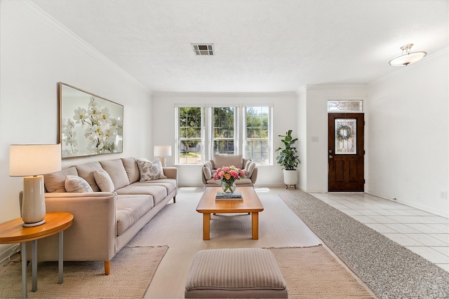 815 Spring Valley Ct, Sugar Land, TX 77479 - living area with ornamental molding, baseboards, and light tile patterned floors