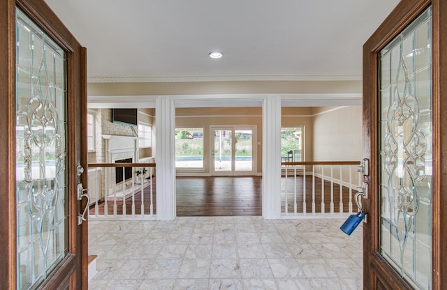 10523 Fawnview Dr, Houston, TX 77070 - entrance foyer featuring crown molding and recessed lighting