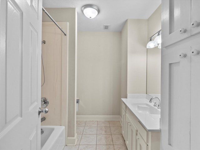 5401 Palm Dr, Dickinson, TX 77539 - full bath with vanity, shower / tub combination, tile patterned floors, and baseboards