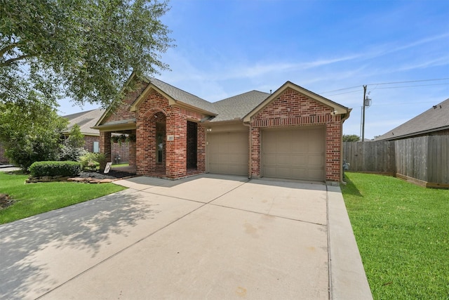 31815 Forest Oak Ln, Conroe, TX 77385 - view of front of home featuring brick siding, an attached garage, driveway, and a shingled roof