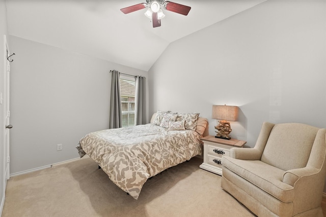 31815 Forest Oak Ln, Conroe, TX 77385 - bedroom with lofted ceiling, light carpet, a ceiling fan, and baseboards